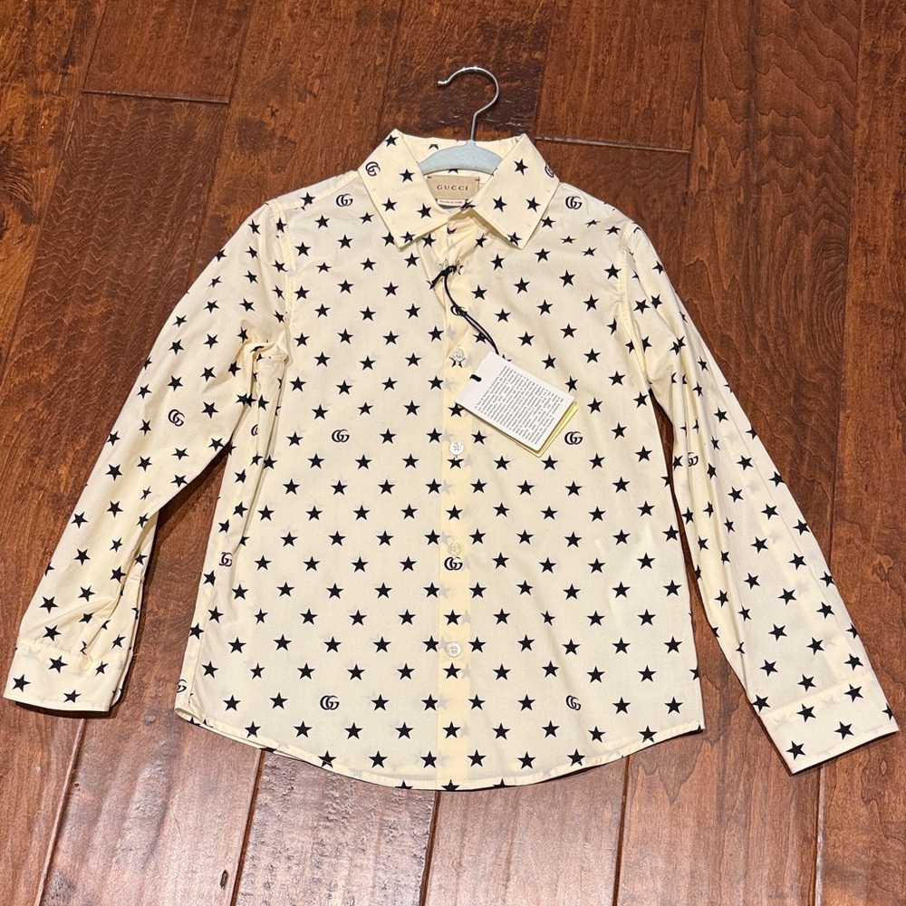 Gucci Kids Long Sleeve Star Shirt - Cream and Black